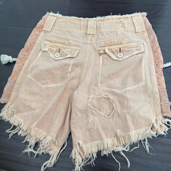 Free People Distressed Patchwork Shorts | Boho Festival Lace Frayed Hem XS - Picture 5 of 9